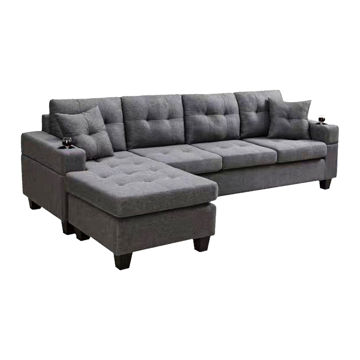 L-shape 96" Sectional Sofa Convertible Corner Sofa Couch Chaise