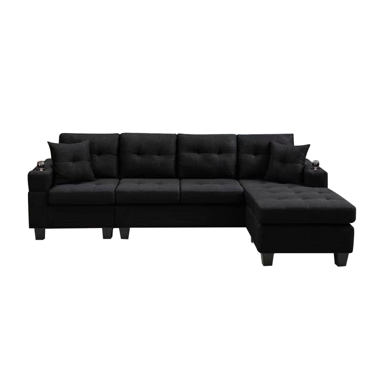 L-shape 96" Sectional Sofa Convertible Corner Sofa Couch Chaise