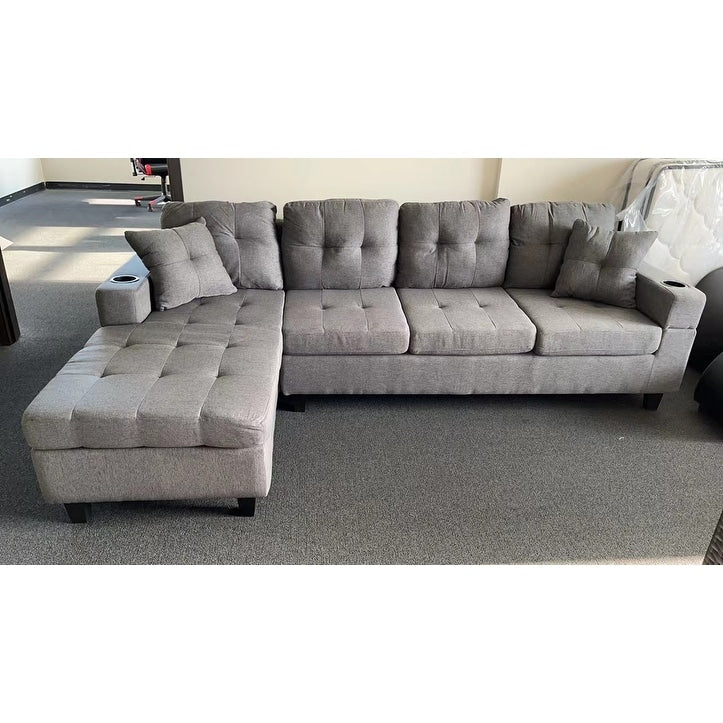 L-shape 96" Sectional Sofa Convertible Corner Sofa Couch Chaise