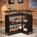 L-shape Home Bar Unit, Liquor Bar Table with 2-Tier Storage - N/A