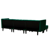 L-shape Reversible Sectional Sofa Sleeper Velvet Upholstered Modern Convertible Sofa & Chaise with 2 Pillows