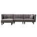 L-shape Reversible Sectional Sofa Sleeper Velvet Upholstered Modern Convertible Sofa & Chaise with 2 Pillows