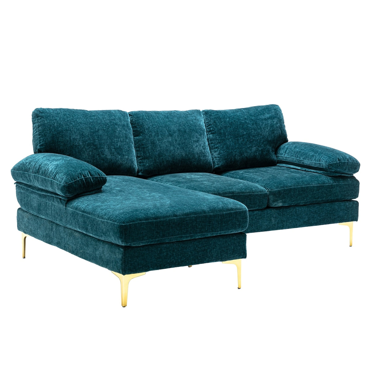 L-shape Sectional Sofa Chenille 3 Seater Sofa Upholstered Lounge Chaise