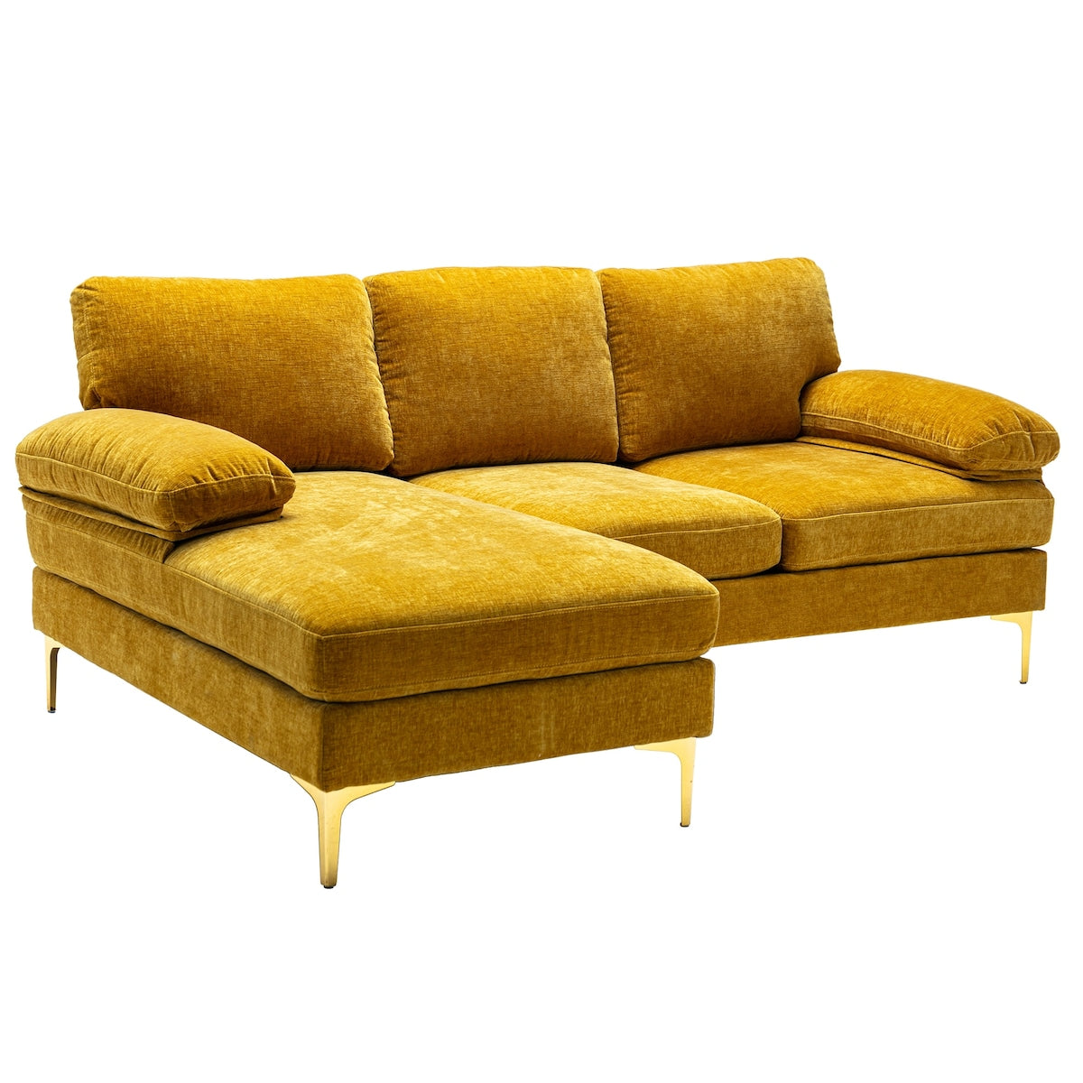 L-shape Sectional Sofa Chenille 3 Seater Sofa Upholstered Lounge Chaise