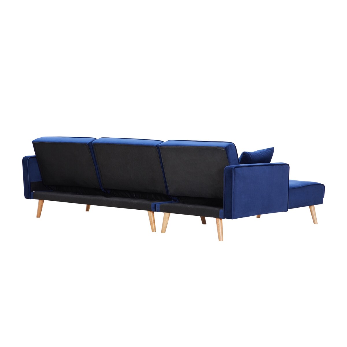 L-shape Variable Bed Sofa Modern Folding Sofa Chaise Velvet Upholstered