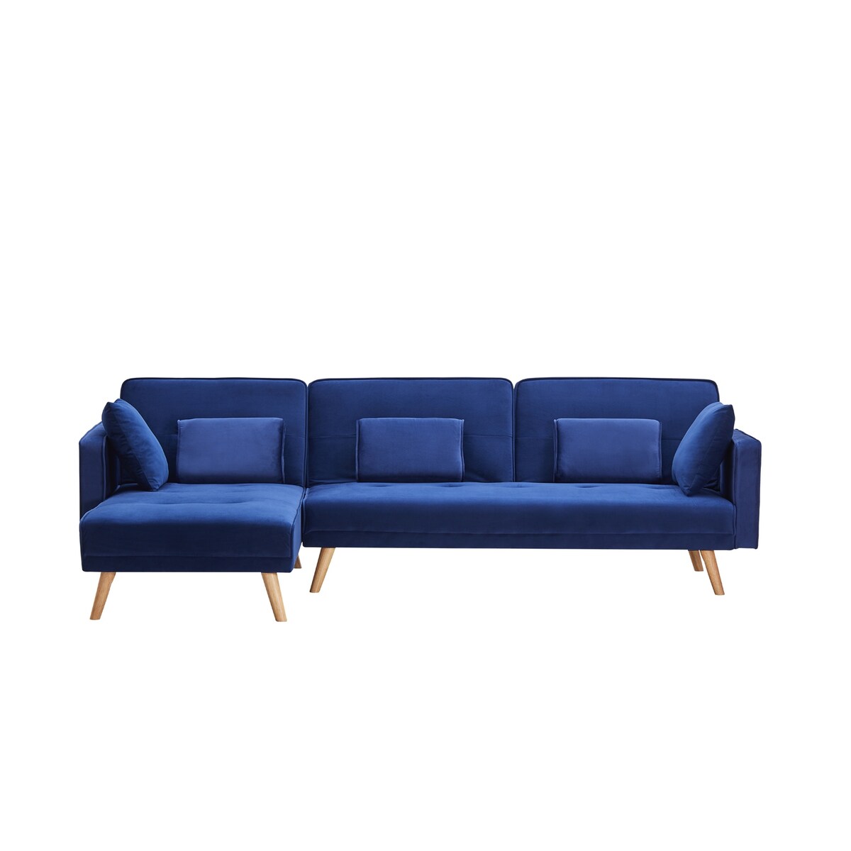 L-shape Variable Bed Sofa Modern Folding Sofa Chaise Velvet Upholstered