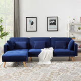 L-shape Variable Bed Sofa Modern Folding Sofa Chaise Velvet Upholstered