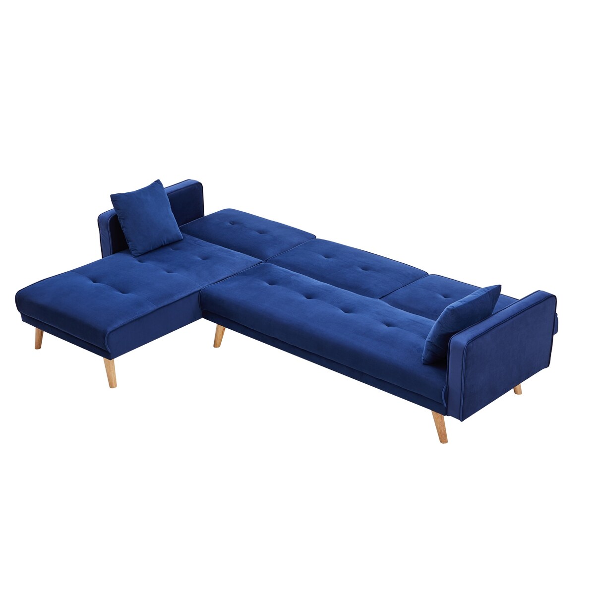 L-shape Variable Bed Sofa Modern Folding Sofa Chaise Velvet Upholstered