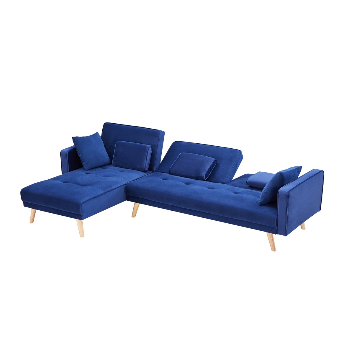 L-shape Variable Bed Sofa Modern Folding Sofa Chaise Velvet Upholstered