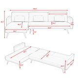 L-shape Variable Bed Sofa Modern Folding Sofa Chaise Velvet Upholstered