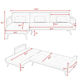 L-shape Variable Bed Sofa Modern Folding Sofa Chaise Velvet Upholstered