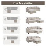 Modern L-shaped Sectional Sofa , Couch Set with 2 Pillows for Apartment Office, Fabric