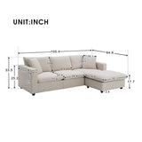 Modern L-shaped Sectional Sofa , Couch Set with 2 Pillows for Apartment Office, Fabric