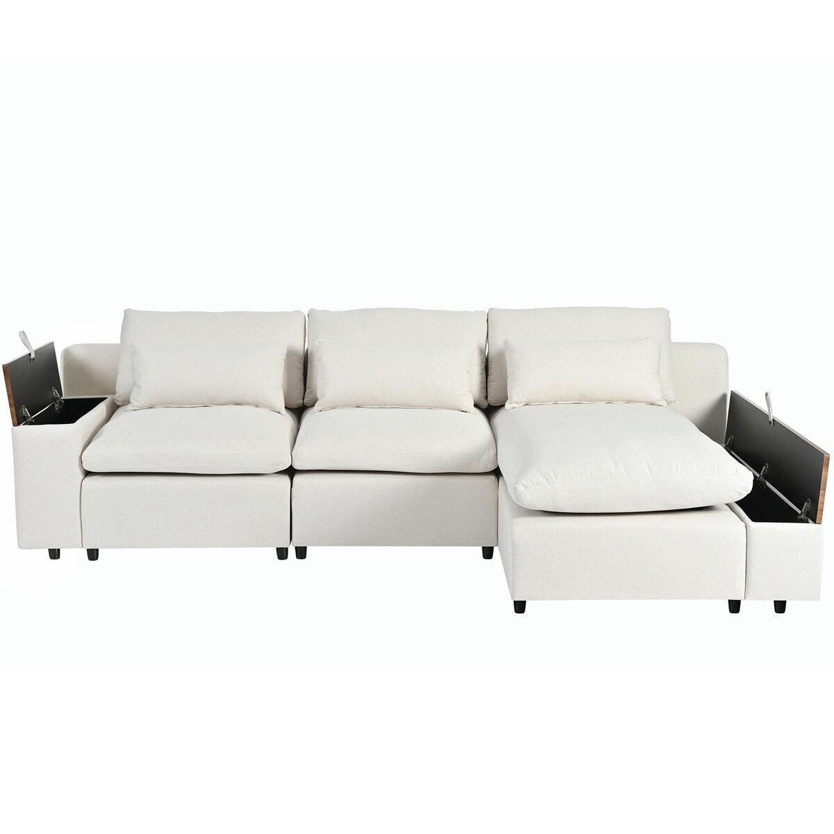 L-shaped Modular Sectional Sofa with Removable Back Cushions