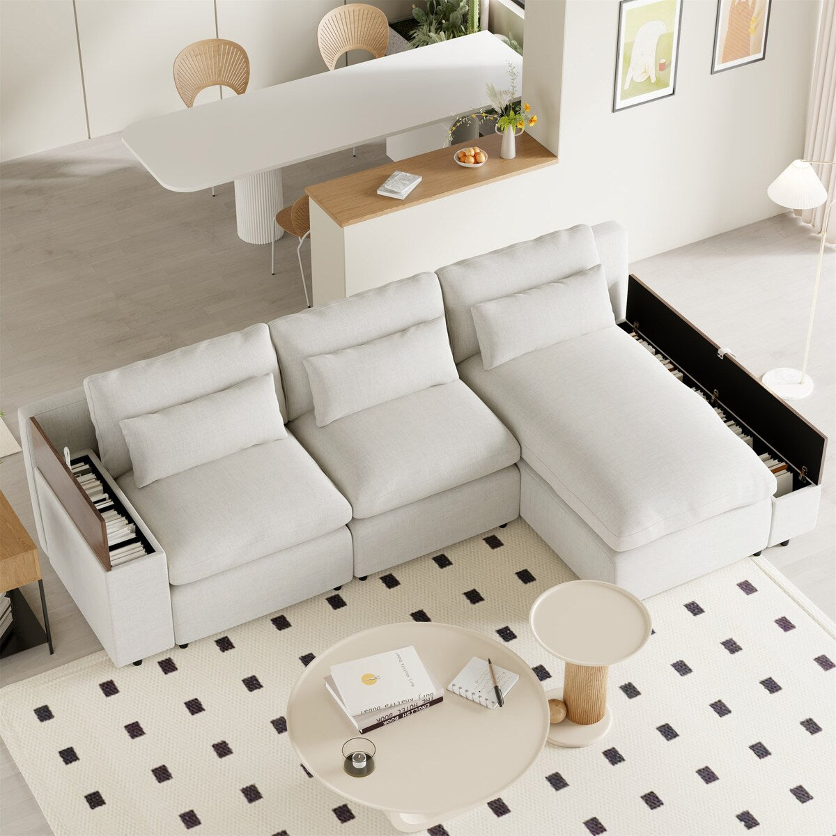 L-shaped Modular Sectional Sofa with Removable Back Cushions