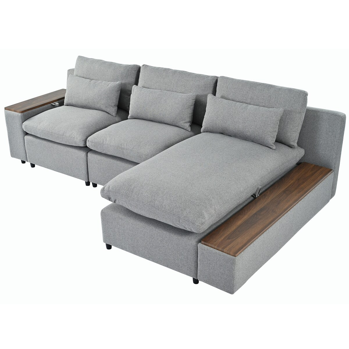 L-shaped Modular Sectional Sofa with Removable Back Cushions