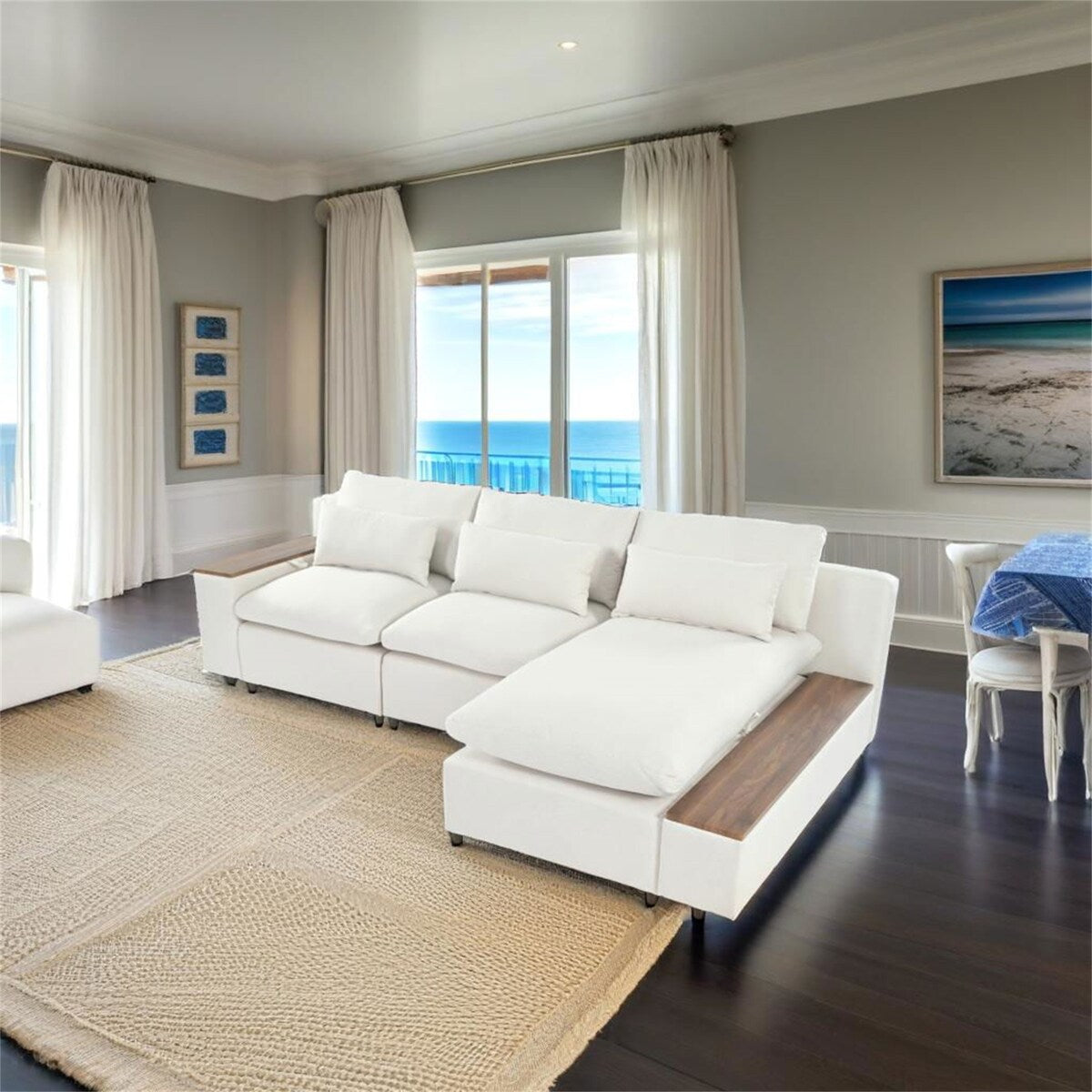 L-shaped Modular Sectional Sofa with Removable Back Cushions