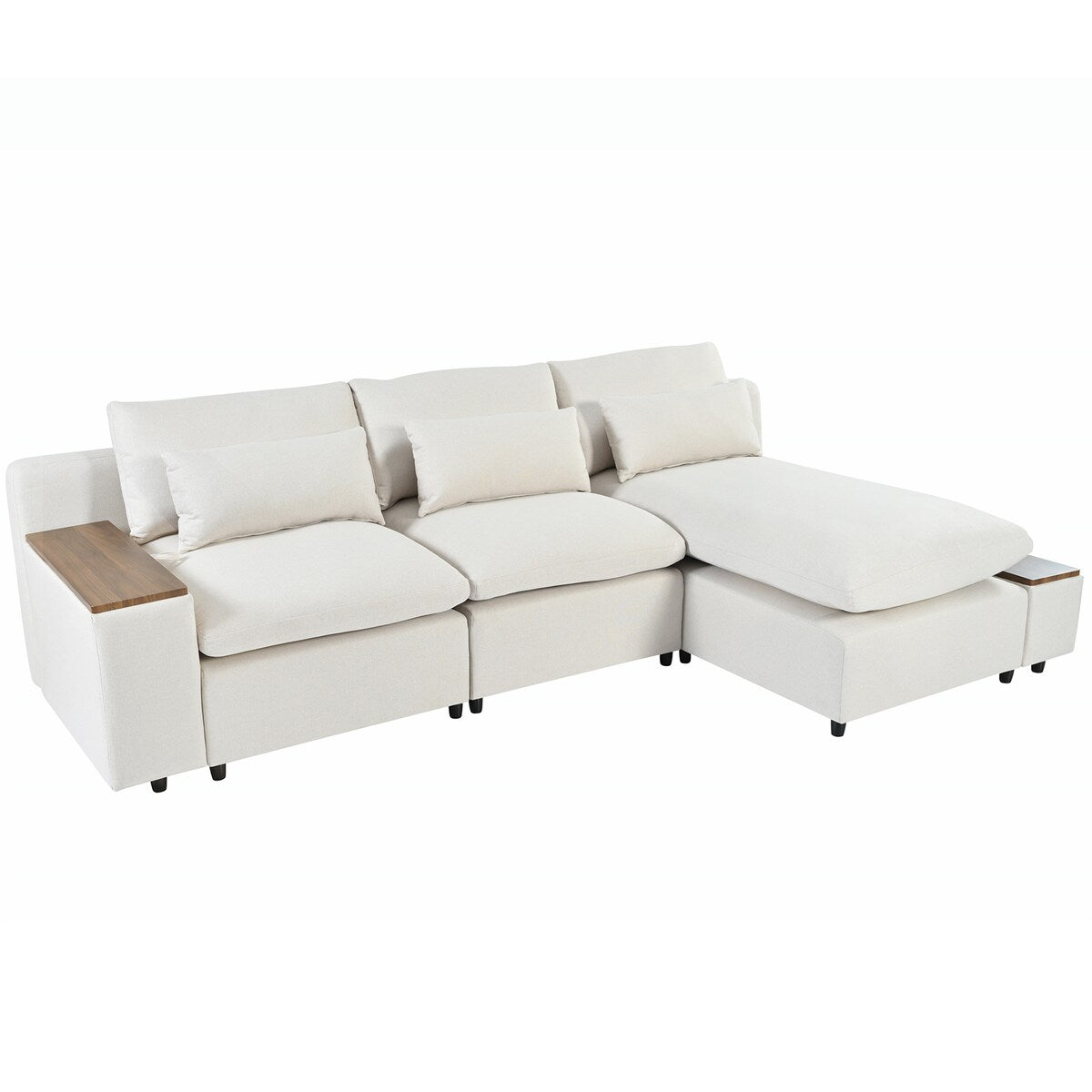 L-shaped Modular Sectional Sofa with Removable Back Cushions