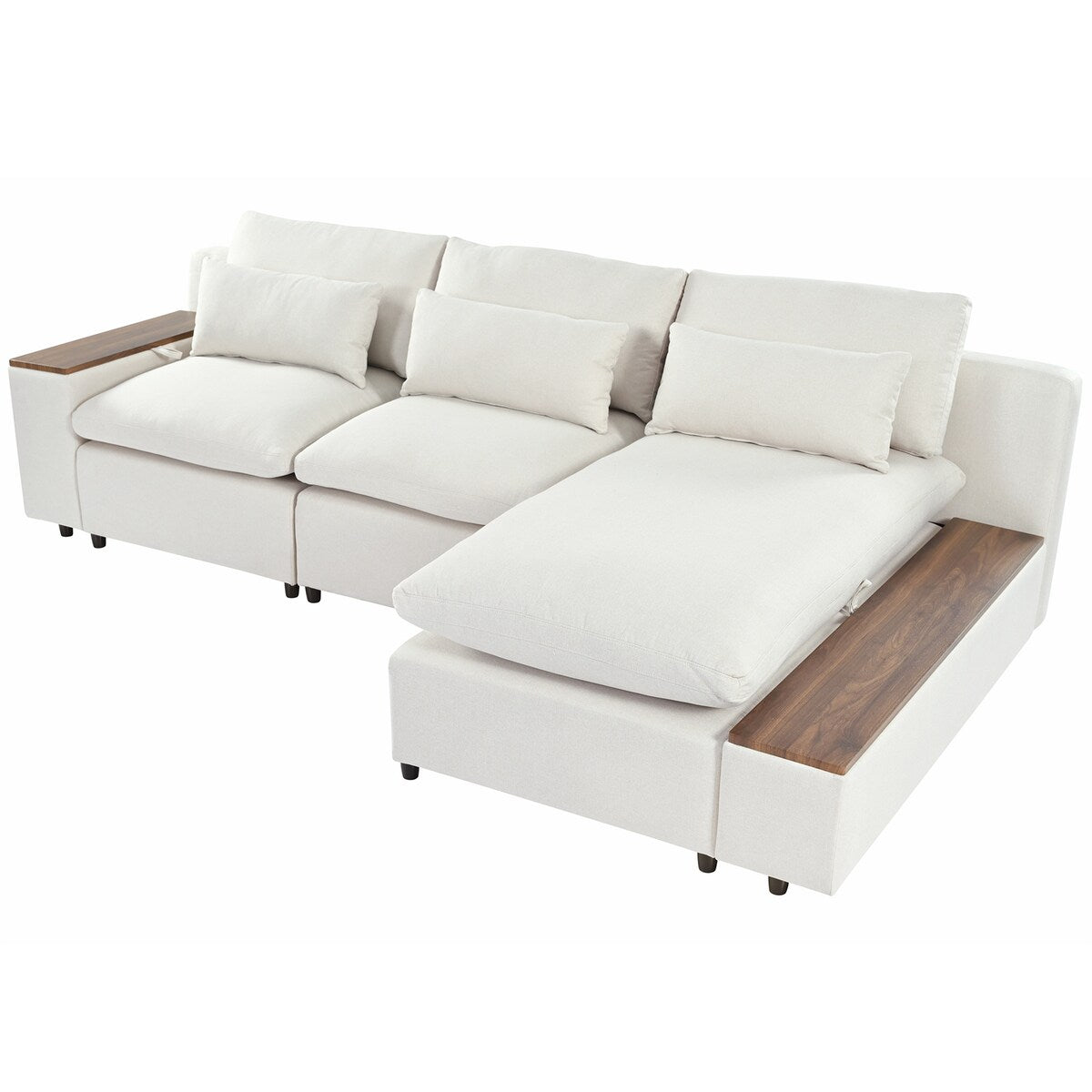 L-shaped Modular Sectional Sofa with Removable Back Cushions