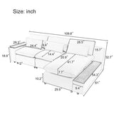 L-shaped Modular Sectional Sofa with Removable Back Cushions