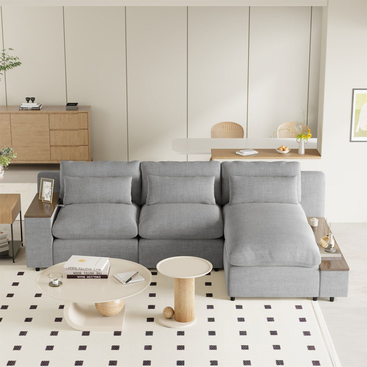 L-shaped Modular Sectional Sofa with Removable Back Cushions