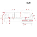 L-shaped Reversible Sectional Sofa ,Velvet Removable Cushions Sofa & Chaise
