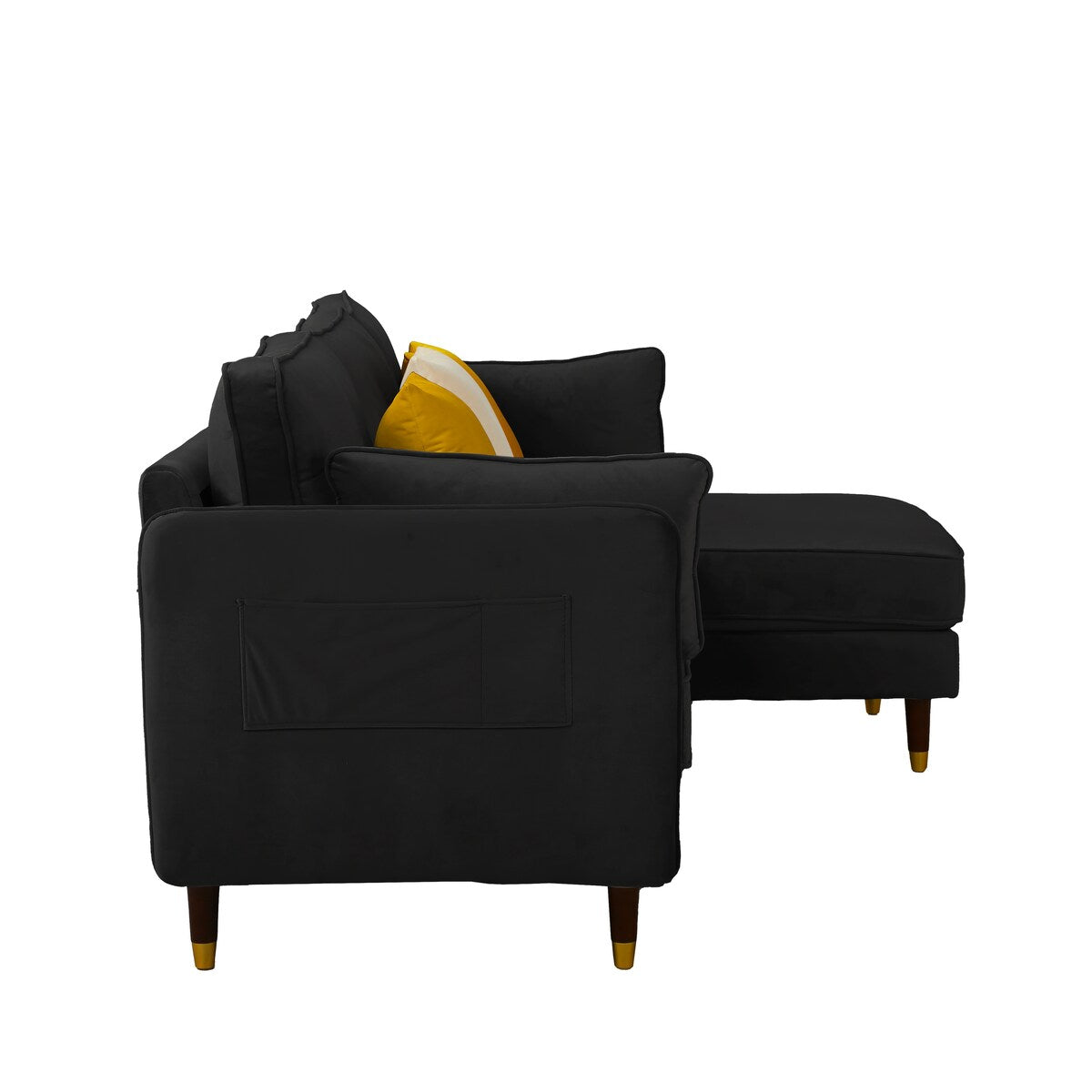 L-shaped Reversible Sectional Sofa ,Velvet Removable Cushions Sofa & Chaise