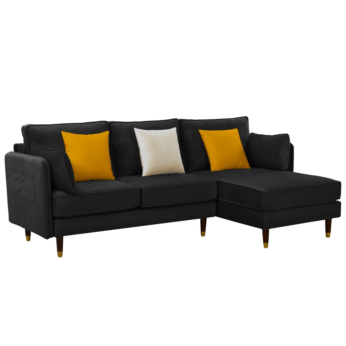L-shaped Reversible Sectional Sofa ,Velvet Removable Cushions Sofa & Chaise