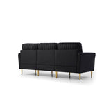 L-shaped Sectional Sofa Sets Velvet Upholstered Couch Reversible 3 Seat Sofa with Movable Ottoman and Gold Legs For Living Room