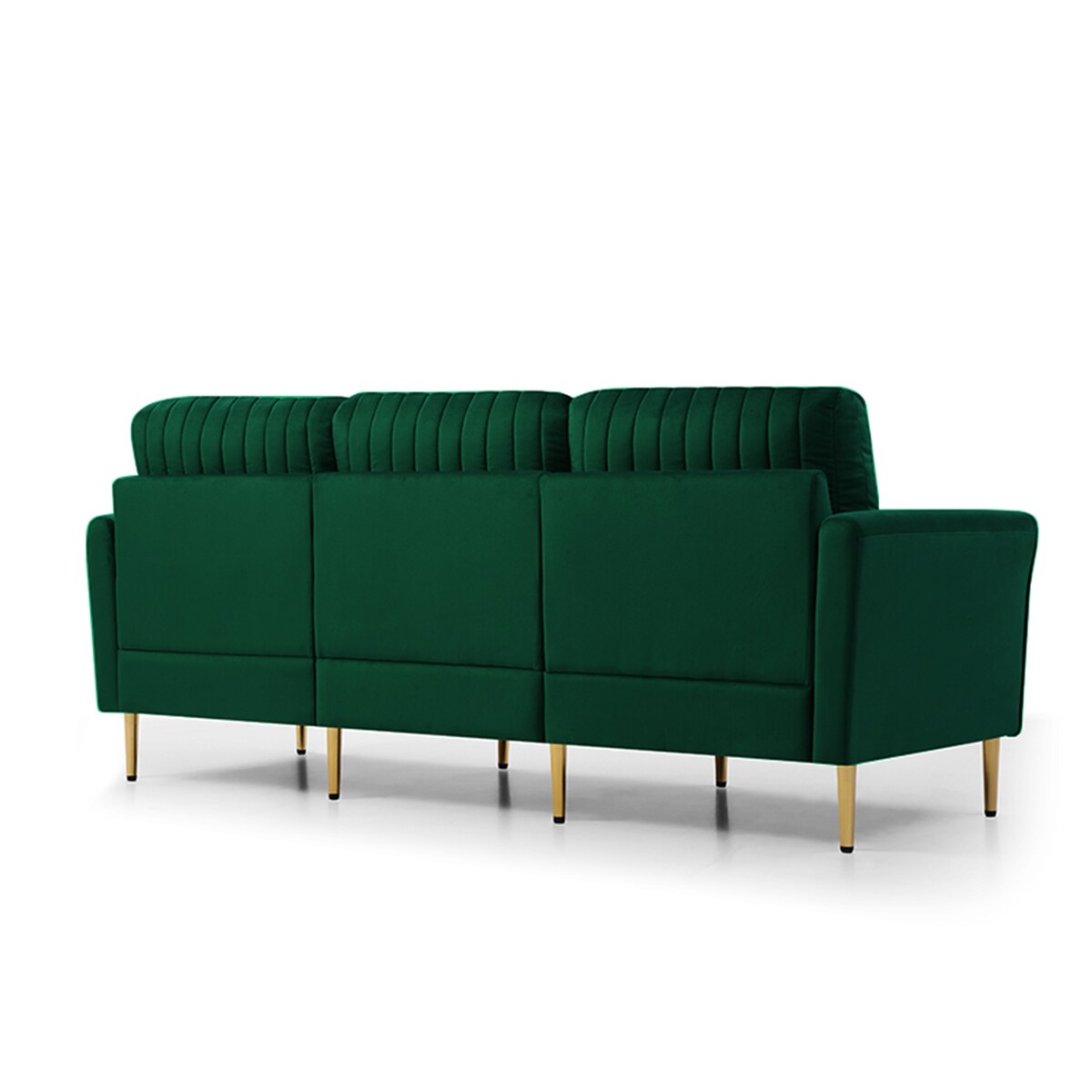 L-shaped Sectional Sofa Sets Velvet Upholstered Couch Reversible 3 Seat Sofa with Movable Ottoman and Gold Legs For Living Room