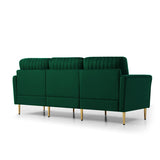 L-shaped Sectional Sofa Sets Velvet Upholstered Couch Reversible 3 Seat Sofa with Movable Ottoman and Gold Legs For Living Room