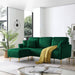 L-shaped Sectional Sofa Sets Velvet Upholstered Couch Reversible 3 Seat Sofa with Movable Ottoman and Gold Legs For Living Room