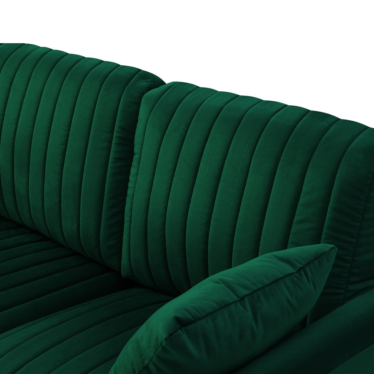 L-shaped Sectional Sofa Sets Velvet Upholstered Couch Reversible 3 Seat Sofa with Movable Ottoman and Gold Legs For Living Room
