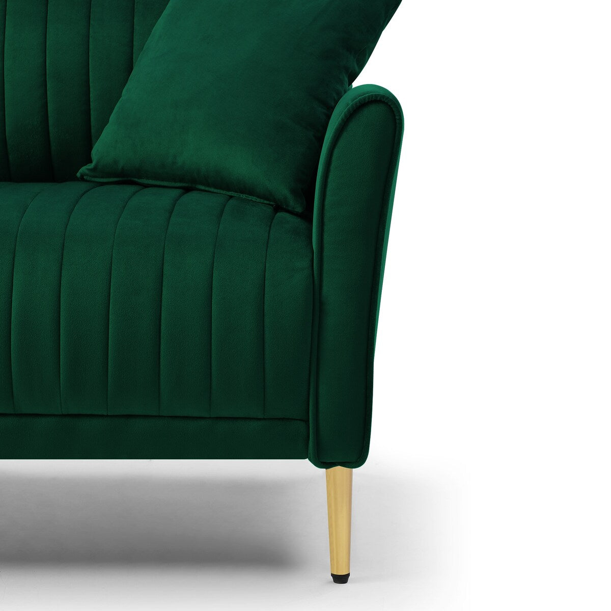 L-shaped Sectional Sofa Sets Velvet Upholstered Couch Reversible 3 Seat Sofa with Movable Ottoman and Gold Legs For Living Room