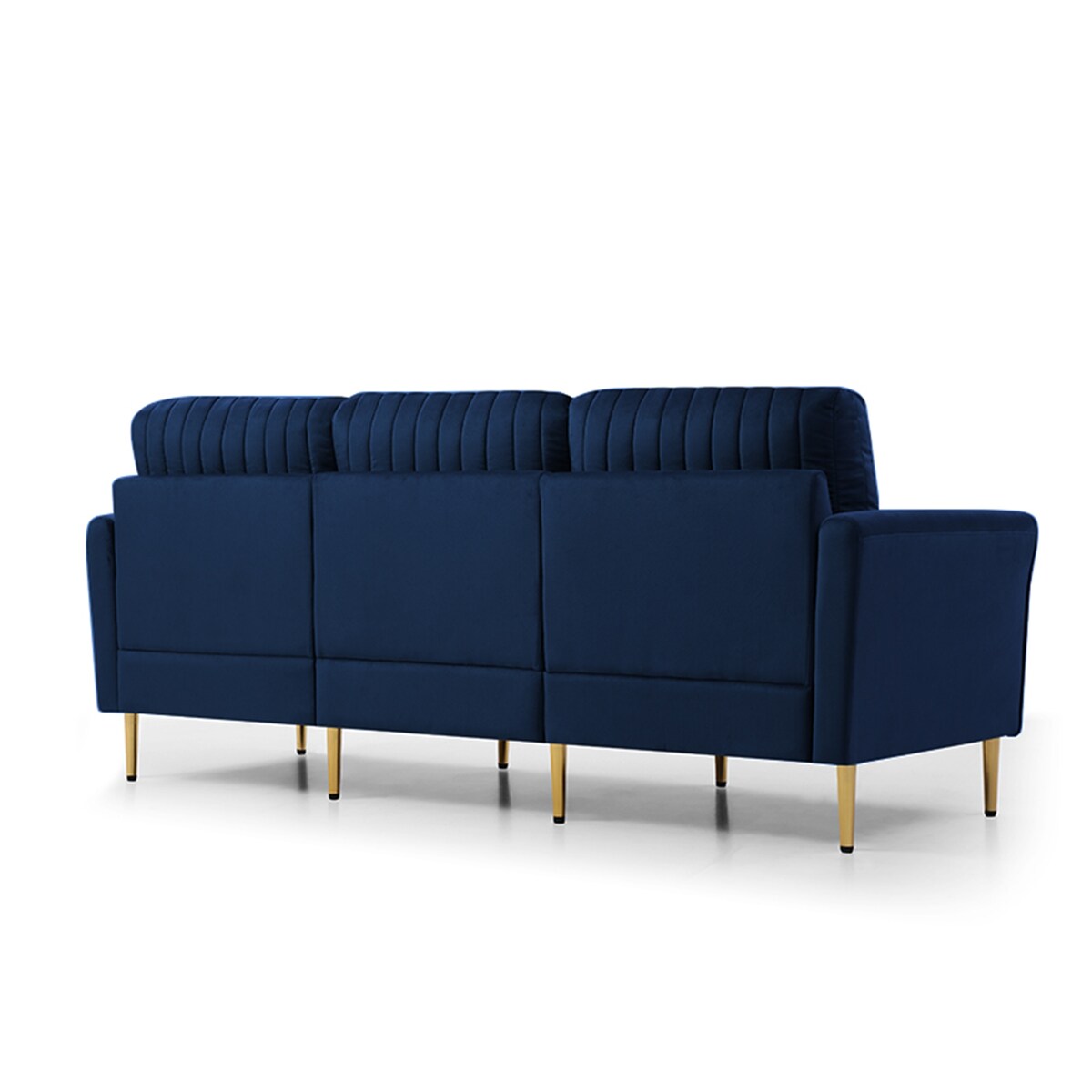 L-shaped Sectional Sofa Sets Velvet Upholstered Couch Reversible 3 Seat Sofa with Movable Ottoman and Gold Legs For Living Room