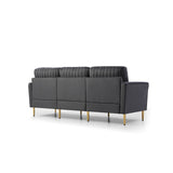 L-shaped Sectional Sofa Sets Velvet Upholstered Couch Reversible 3 Seat Sofa with Movable Ottoman and Gold Legs For Living Room