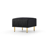 L-shaped Sectional Sofa Sets Velvet Upholstered Couch Reversible 3 Seat Sofa with Movable Ottoman and Gold Legs For Living Room