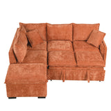 L-shaped Sofa with a Storage Ottoman,Two Pillows and Two USB Ports