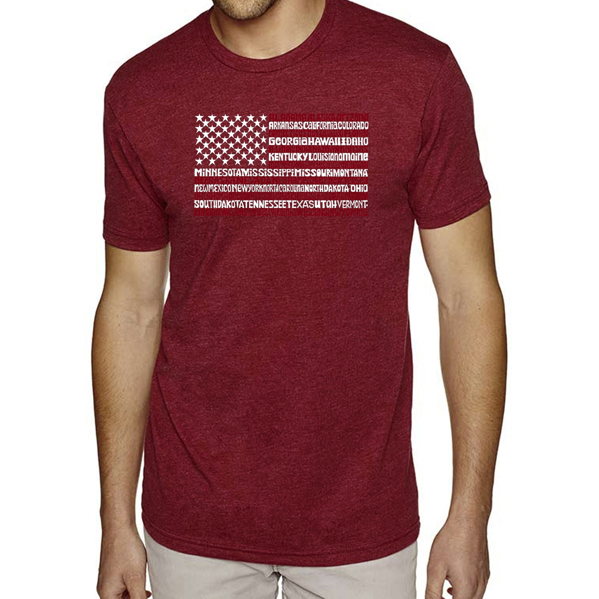 LA Pop Art Men's Premium Blend Word Art T-shirt - 50 States USA Flag