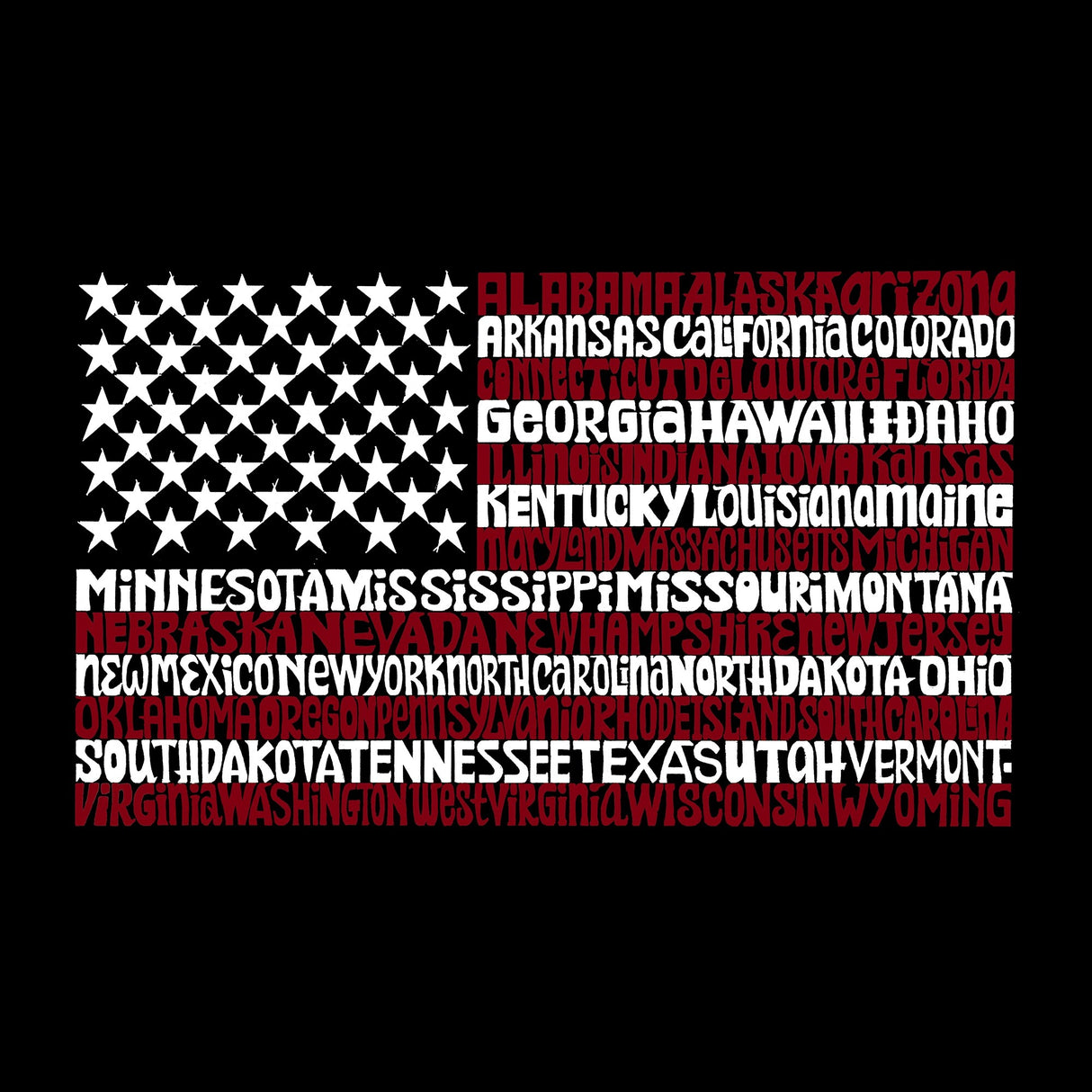 LA Pop Art Men's Premium Blend Word Art T-shirt - 50 States USA Flag