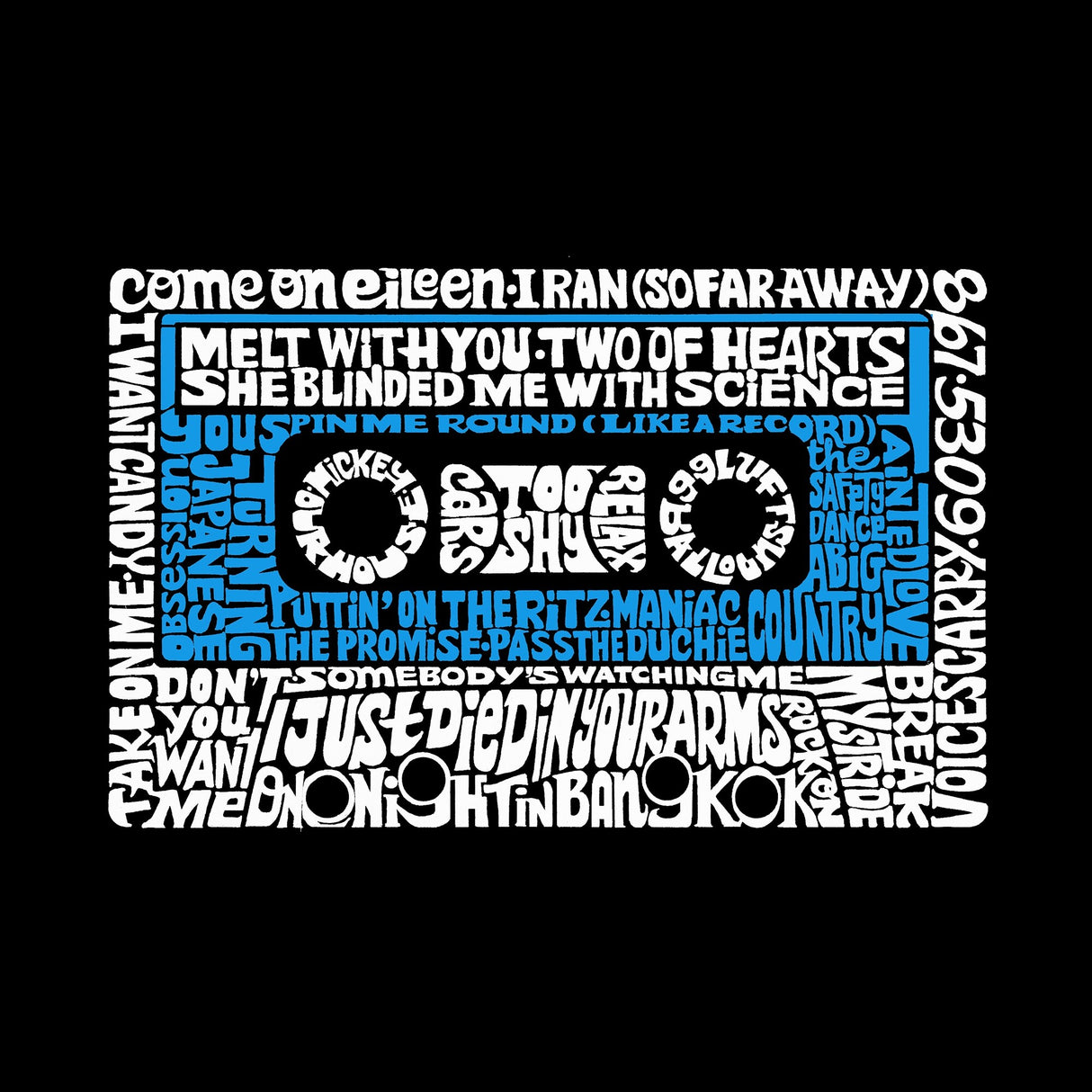 LA Pop Art Men's Word Art T-shirt - 80s One Hit Wonders