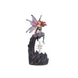 LBK FURNITURE Fairy with Clear Wings Sitting on LED Crystal Stone Statue 10"H Night Light Fantasy Collectible Figurine