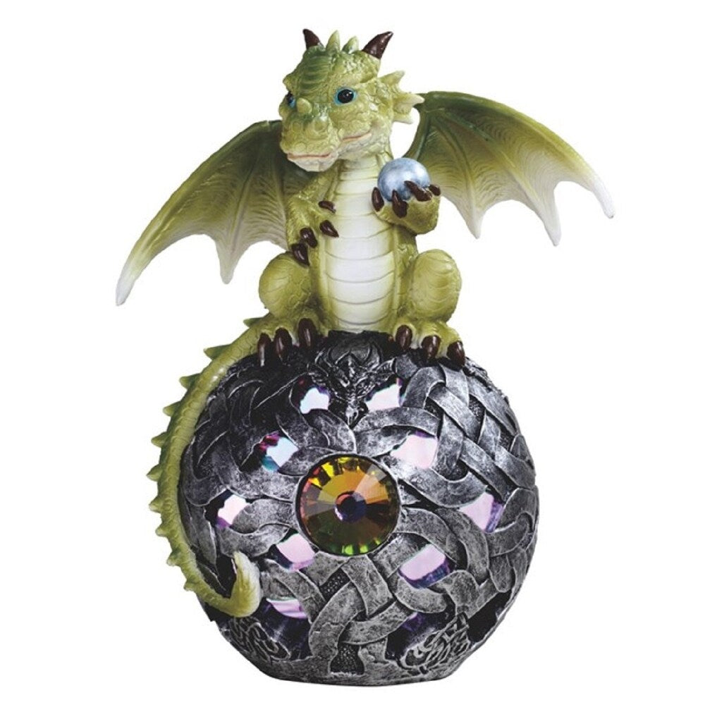 LBK FURNITURE Lovely Little Green Dragon LED Globe Statue 7"H Fantasy Night Light Decoration Figurine