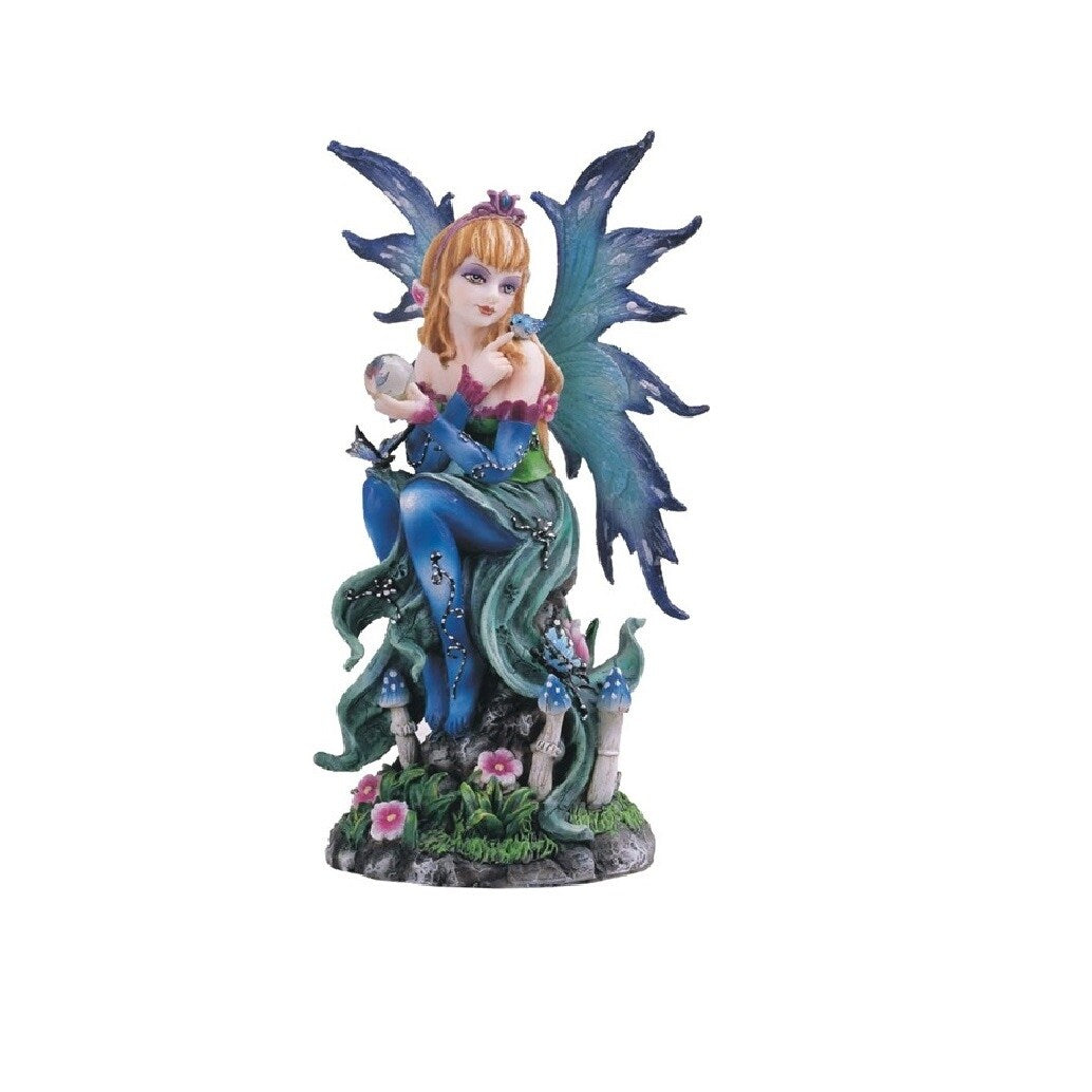 LBK FURNITURE Spring Fairy Holding Clear Crystal Ball Statue 6"H Fantasy Collectible Decorative Figurine