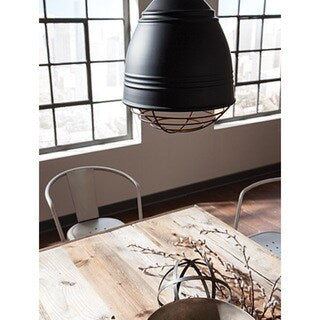LBL Loft 1 light Rubberized Black Exterior with White Interior with Black Cage Incandescent Pendant