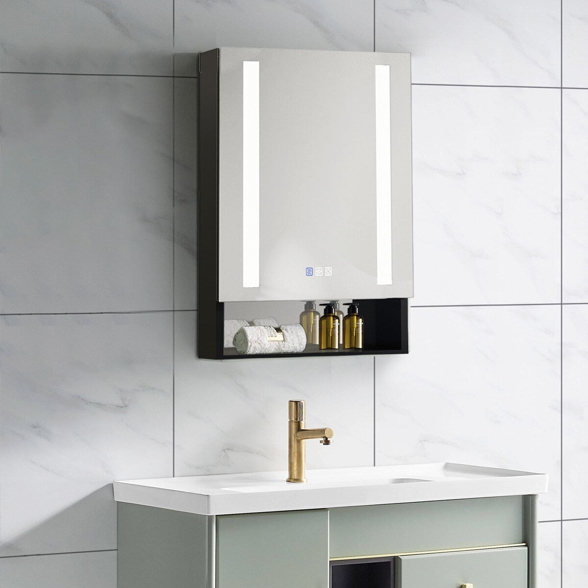 LED Bathroom Medicine Cabinet with Mirror and Shelf - 20*28