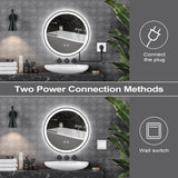 LED Bathroom Mirror 24x24 inch with Front and Backlight, Black Framed Gradient Front and Backlit LED Mirror for Bathroom
