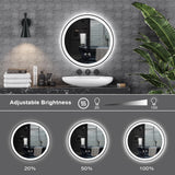 LED Bathroom Mirror 24x24 inch with Front and Backlight, Black Framed Gradient Front and Backlit LED Mirror for Bathroom