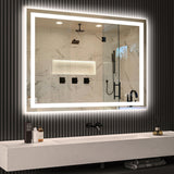 LED Bathroom Mirror with Lights 48x32, Lighted Vanity Mirror Wall Mounted with Front and Backlit - White