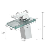 LED Bathroom Sink Faucet with Waterfall Spout and Hot Cold Water Mixer